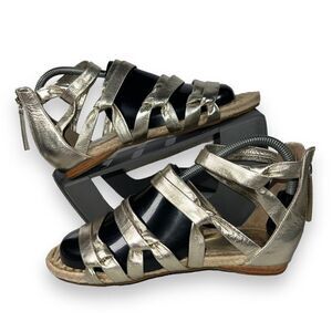 Belle Sigerson Morrison Strappy / Zip Sandals Gold / Jute Women's 7.5B